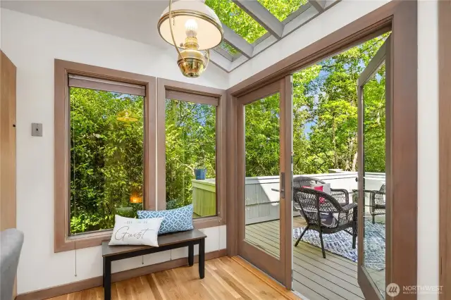 French Doors open to deck from Kitchen eating area!