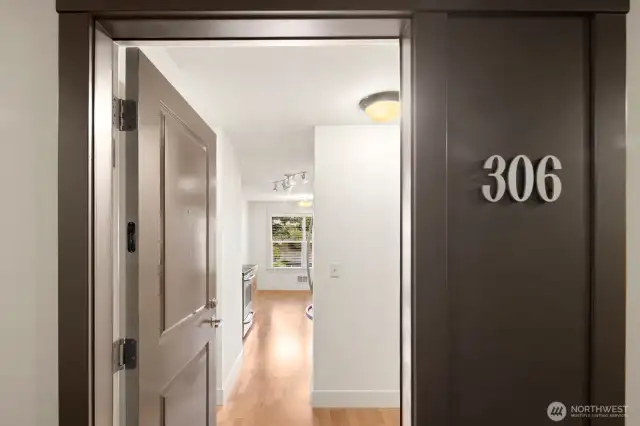 Freshly painted front door invites you in