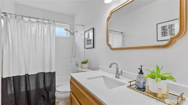 Upgraded Upstairs full bath in the hallway.