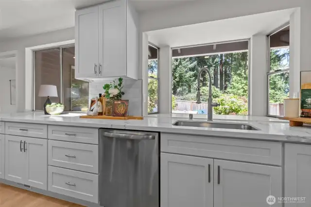 Perfect view at the kitchen sink to keep an eye on pets and play.