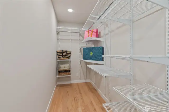 Walk in closet off your primary bedroom.
