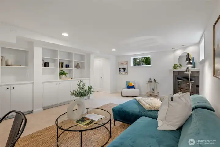 Lower level family room with gas FP