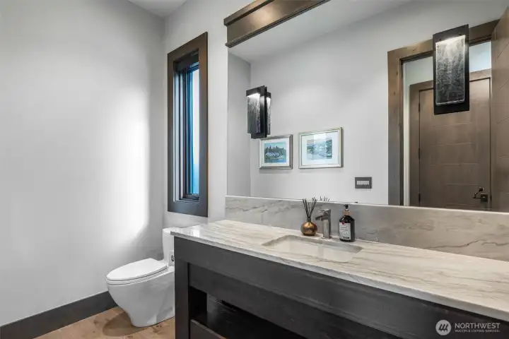 Powder room off the main level