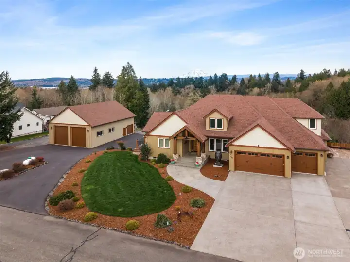 Aerial of the front of the home.