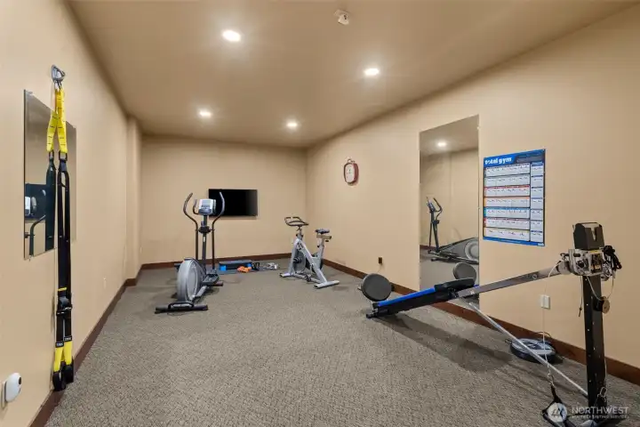 Workout room in basement