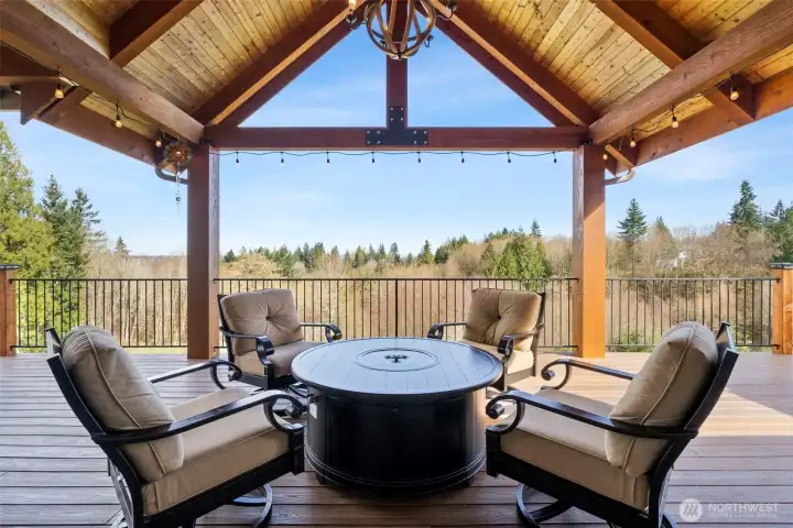 Covered Composite decking enjoying the view of territorial and partial mountain