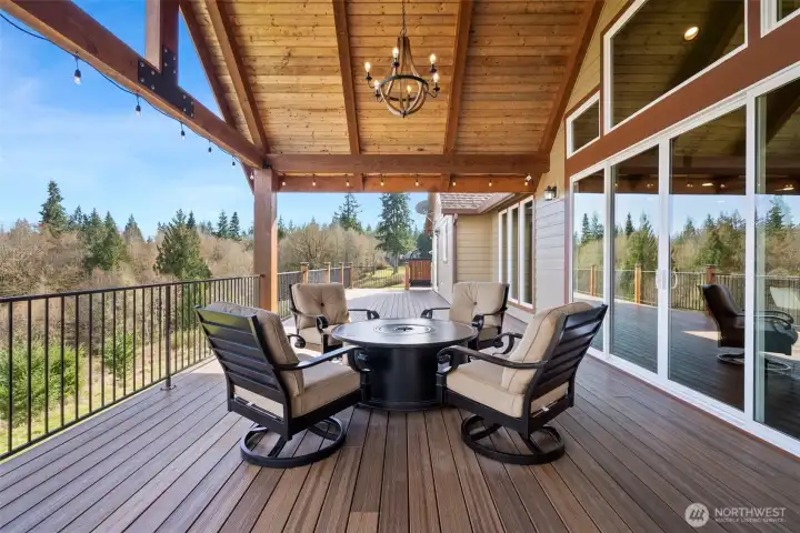 View of 12ft sliding doors to covered deck