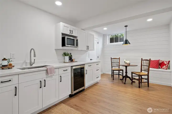 Kitchenette on lower level - guests can make their own coffee or a potential ADU situation is possible.