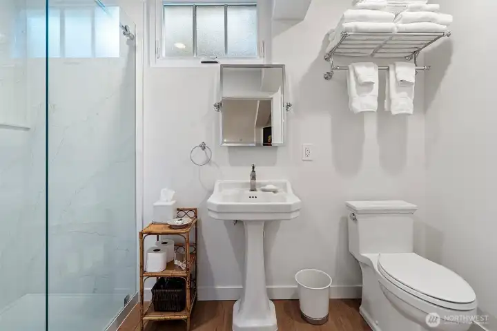 3/4 bath on lower level.