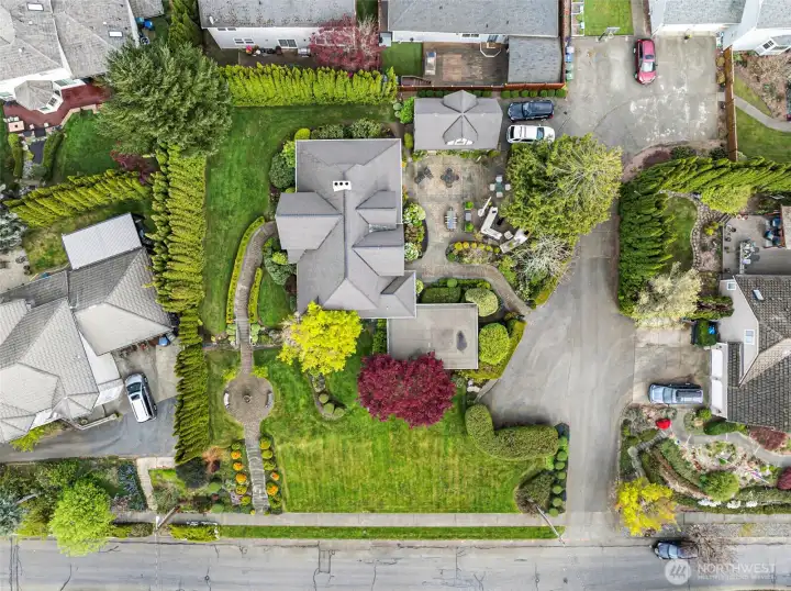 The aerial vantage reveals a cohesive, inviting tapestry of spaces designed for effortless enjoyment.