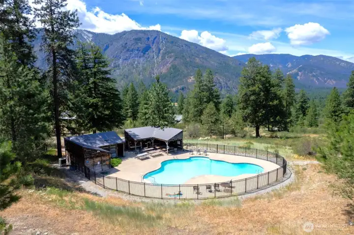 Community pool, community water system and septic drain field all make development easier.