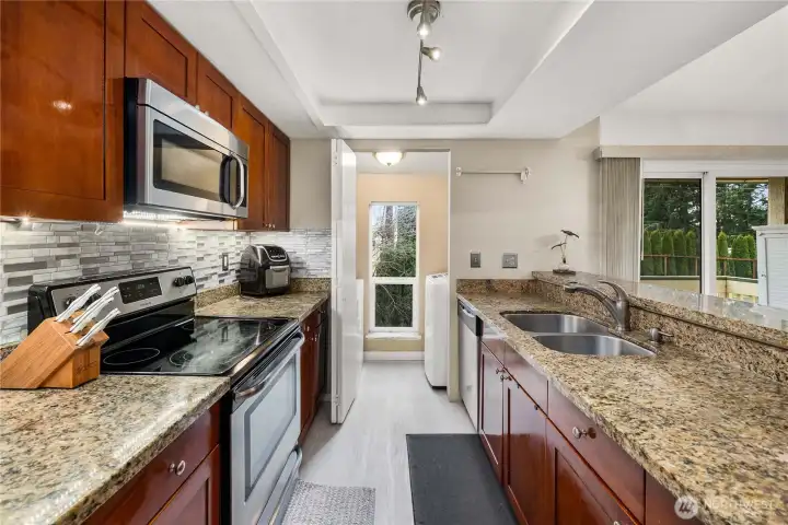 Kitchen looking into utility room.