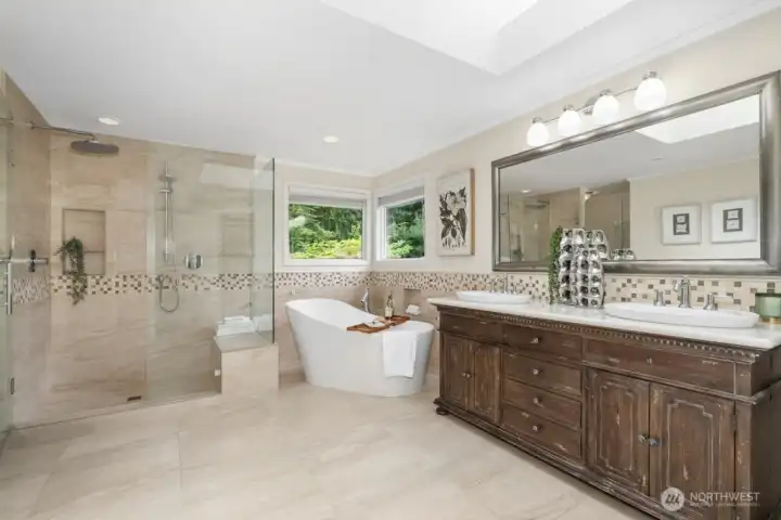 Enjoy the comfort of heated tile floors.