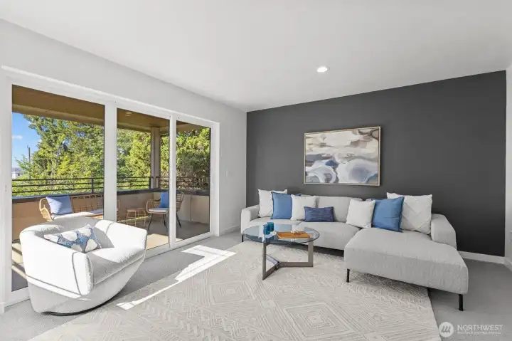 Flex upper room with wet bar and covered view deck.