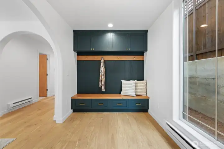 Complete with custom mud room.