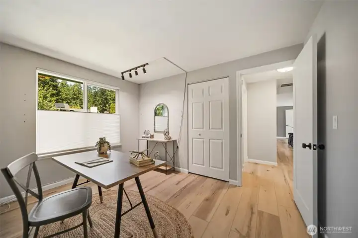 #3 Bedroom is currently set up as office and also enjoys the easy care LPV flooring. #3 Bedroom is currently set up as office and also enjoys the easy care LPV flooring.