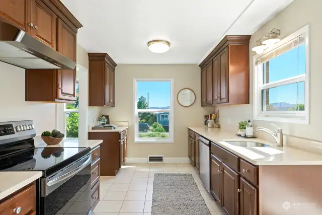 More windows make this kitchen a light and cheerful place to cook!