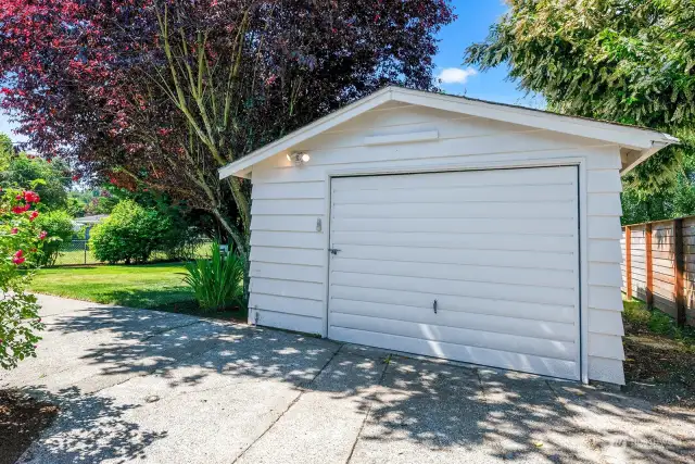 Detached one-car garage. Potential space for a DADU?