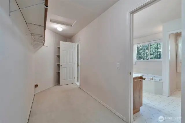 Primary bedroom walk in closet