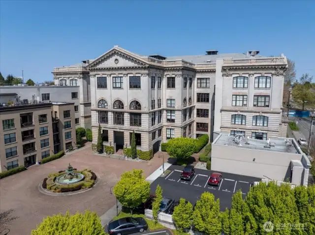 Welcoming Fountain Courtyard Entryway