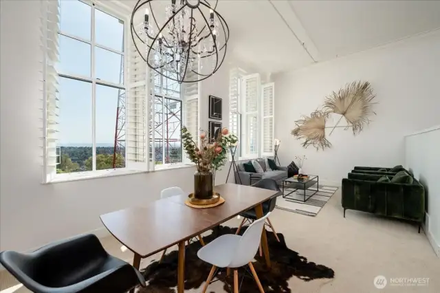Dining Area Showcasing Views of Lake Washington and Lake Union