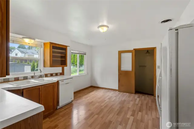 Kitchen on the original side of the home