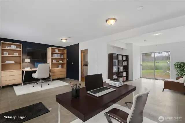 Virtually staged as an office.