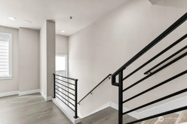 Modern metal railings.