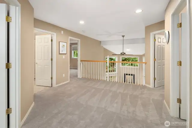 Spacious upper landing that overlooks the living room.
