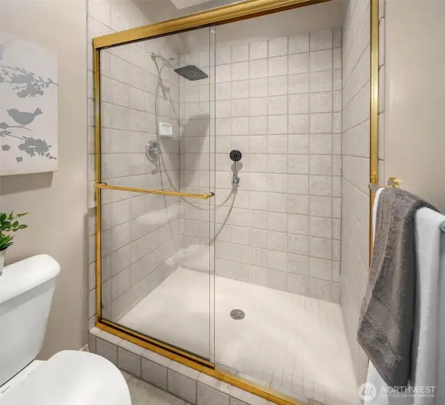 The separate shower in the primary bath.