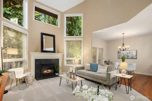 Gatherings are easy with the living room open to the dining room and the kitchen.