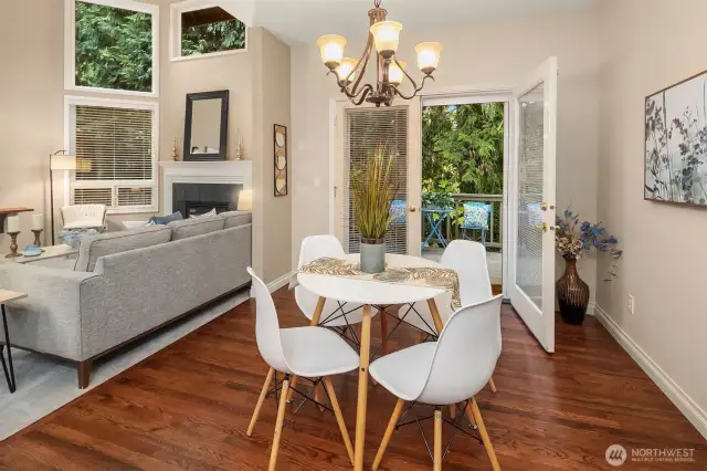 Seamless indoor-outdoor living with a slider off the dining room that leads to the deck.