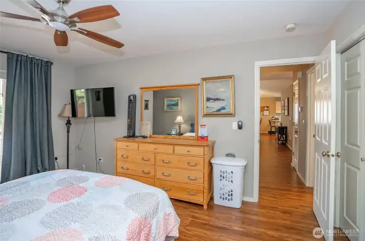 Another view of the primary suite looking into the main living areas.