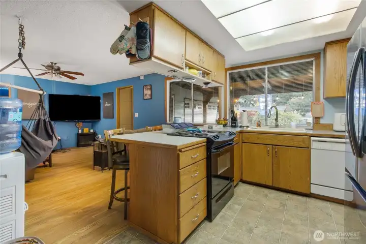 Another view of the kitchen, lot's of counter space.