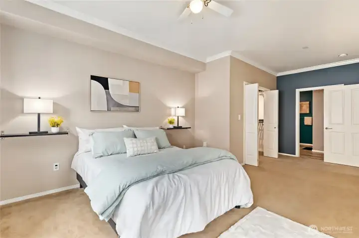 Anther pic of the master bedroom, non virtual staged photo.  Your private master bathroom.