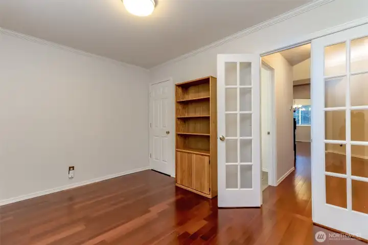 First floor den with under stair storage closet