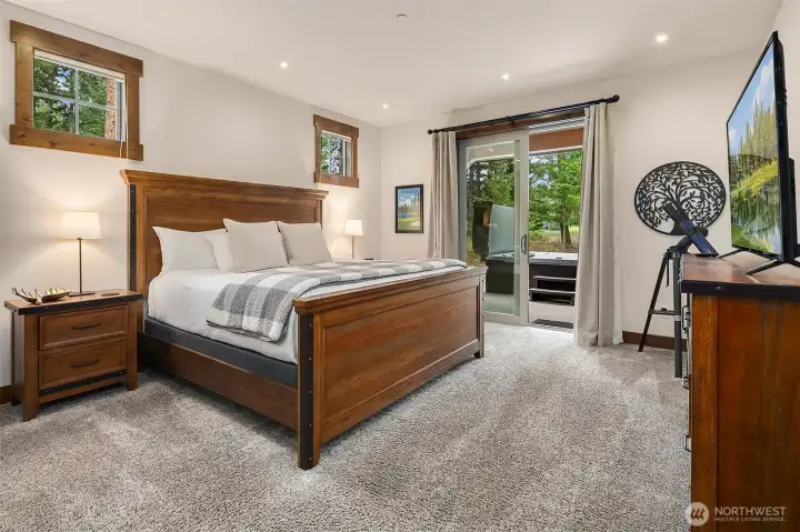 Primary Bedroom on main with walk out to back patio