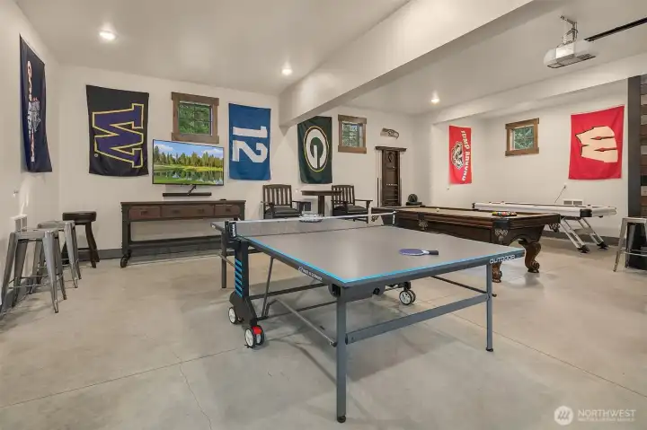 Two car garage converted into game room