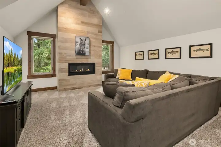 Bonus room with gas fireplace