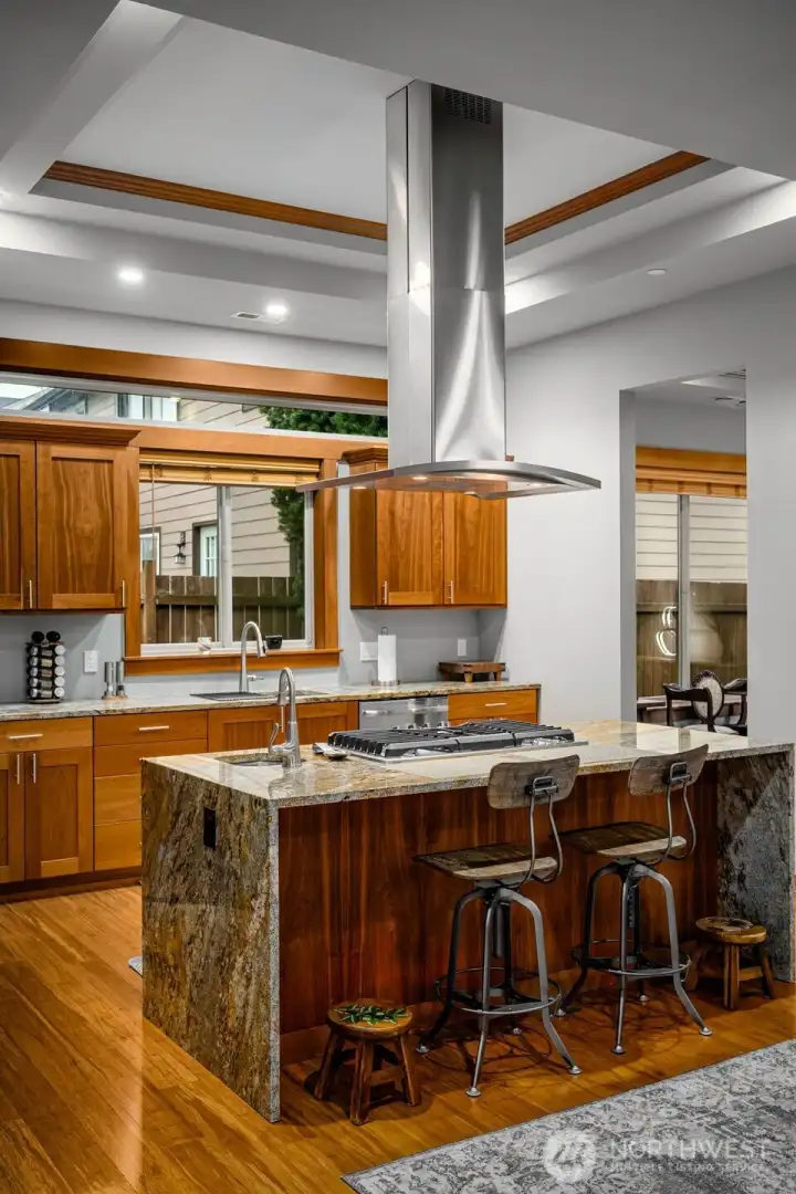 Oversized kitchen island perfect for prep and entertaining.