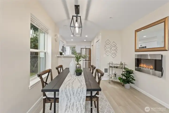 New light fixtures in dining room and bathrooms.