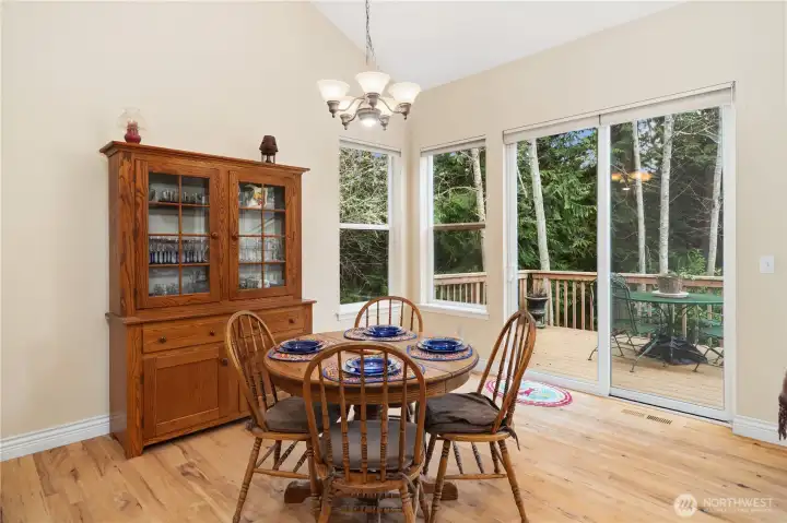 Dining room with sliders to the deck.