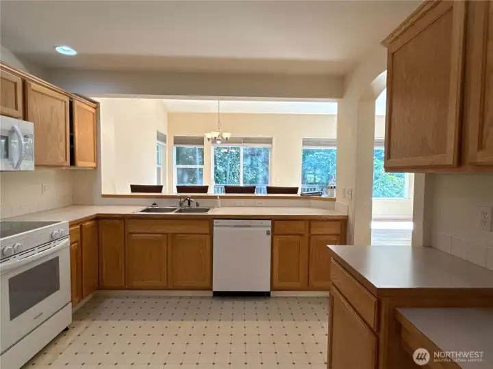 Kitchen view towards the dining area