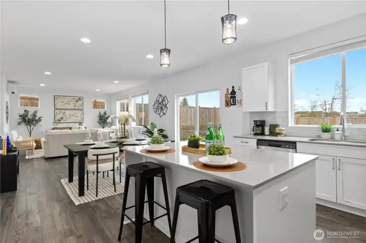 Large island and seating creates a kitchen everyone can enjoy