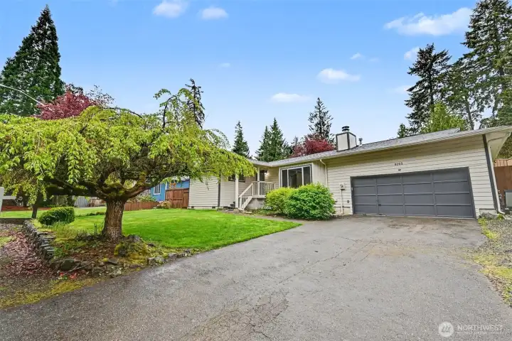 Ample two car garage with extra storage space