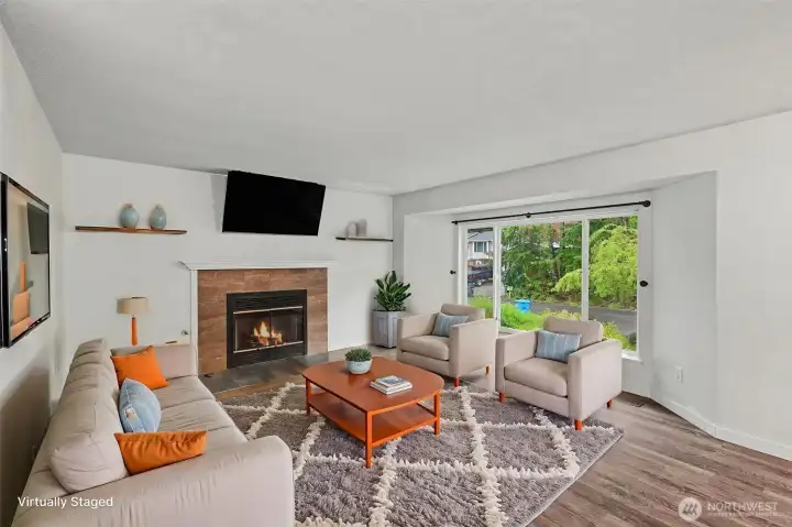 Living room virtually staged