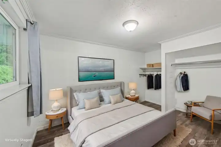 Natural light in bedrooms. Virtually staged