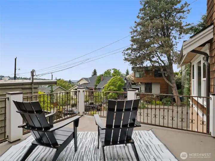 Deck off sitting area on main level
