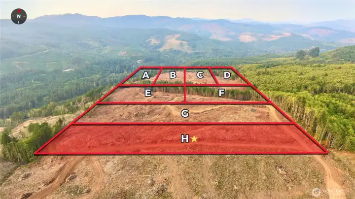 Overhead view with approximate boundaries in red.