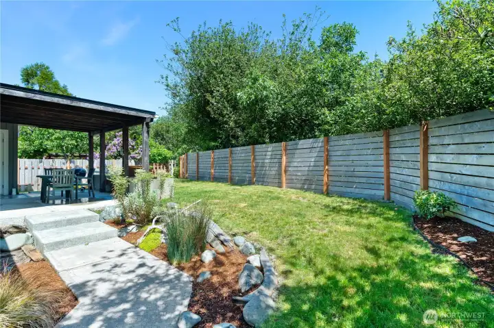Fenced in backyard